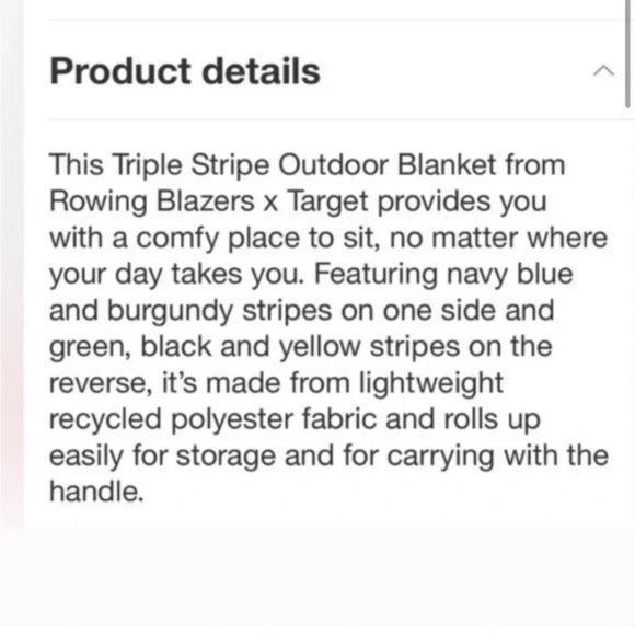 New Rowing Blazers Triple Stripe Water Repellant Outdoor Blanket x Target 72x72 - Picture 8 of 9